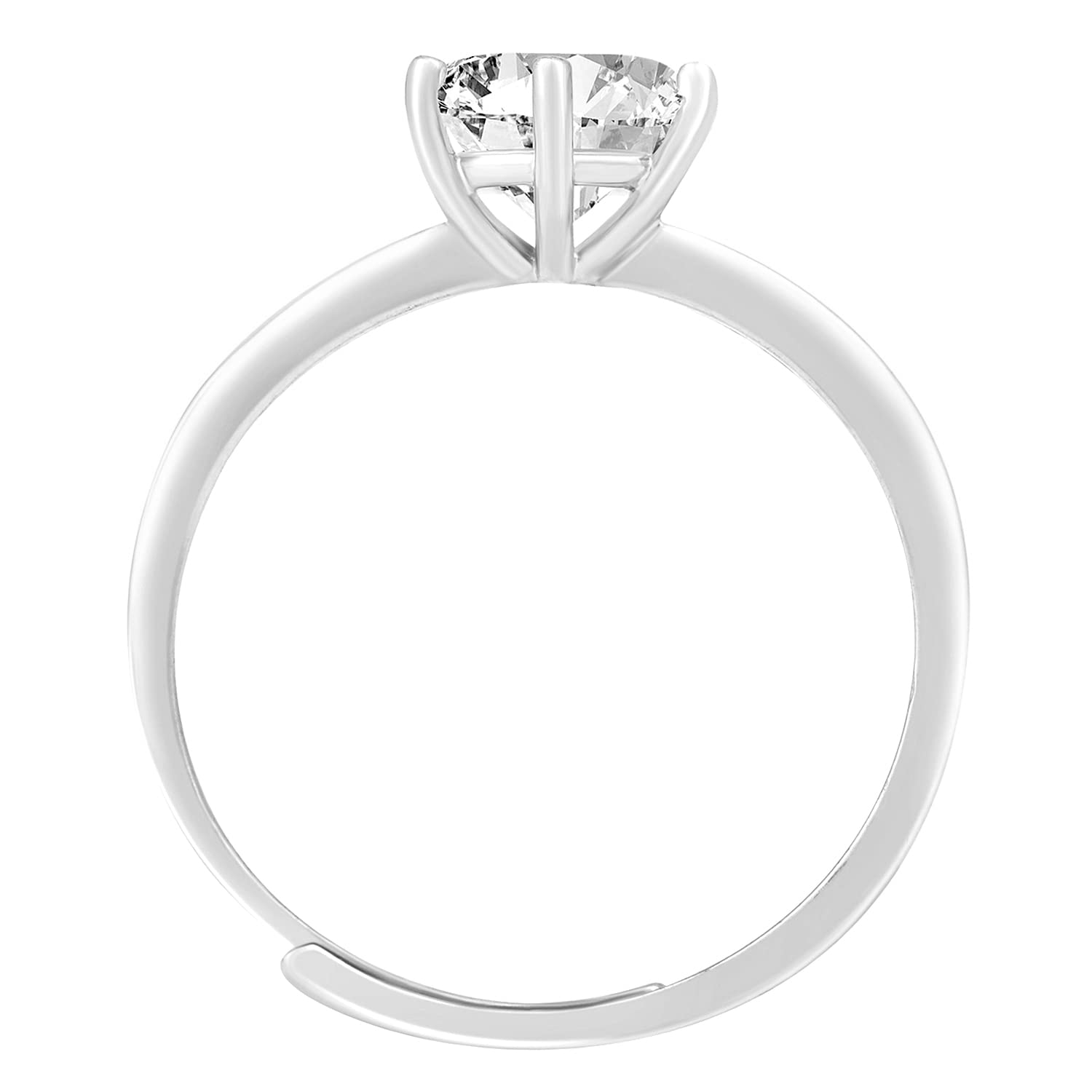 Cubic Zirconia Studded Plated Solitaire Adjustable Finger Ring, Stylish Jewellery